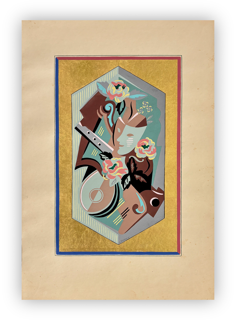 GINO SEVERINI (1883-1966) - Nature morte (Fleurs et masques), 1930