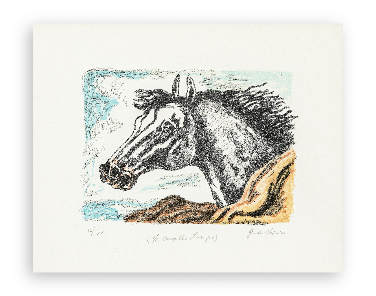 GIORGIO DE CHIRICO (1888-1978) - Il cavallo Lampo, 1971