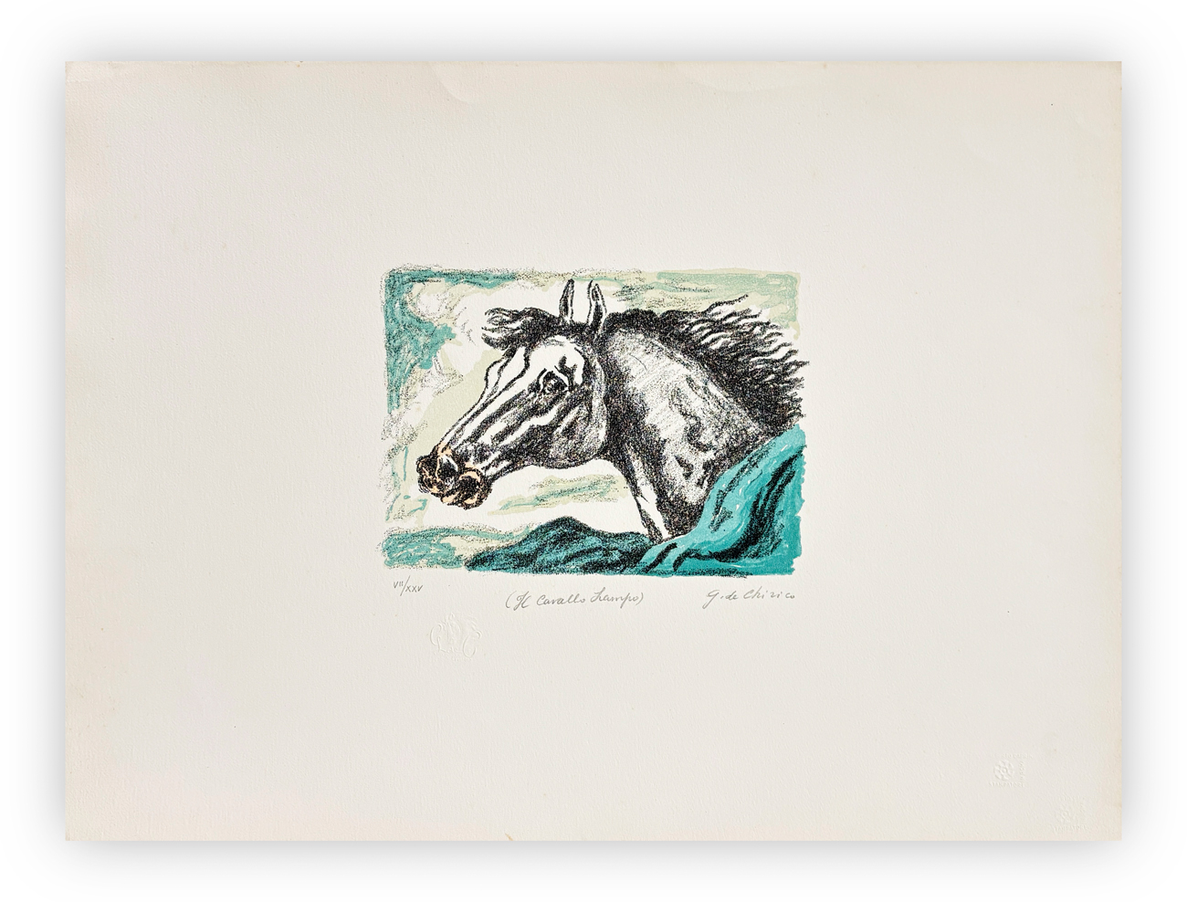 GIORGIO DE CHIRICO (1888-1978) - Il cavallo Lampo, 1971