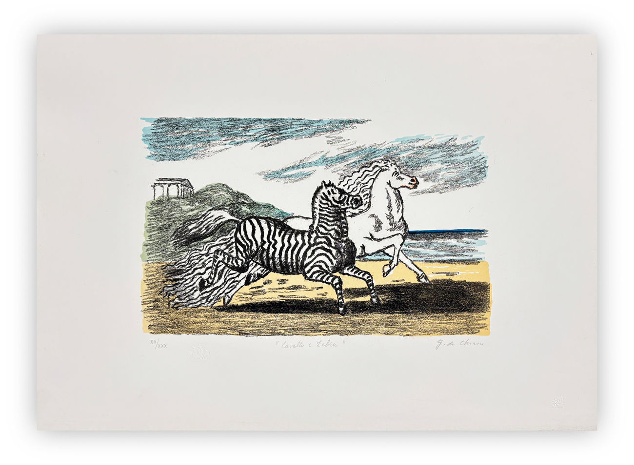 GIORGIO DE CHIRICO (1888-1978) - Cavallo e zebra, 1974