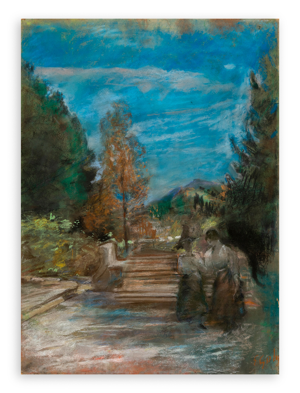 EMILIO GOLA (1851-1923) - Giardino della Villa del pittore a Olgiate