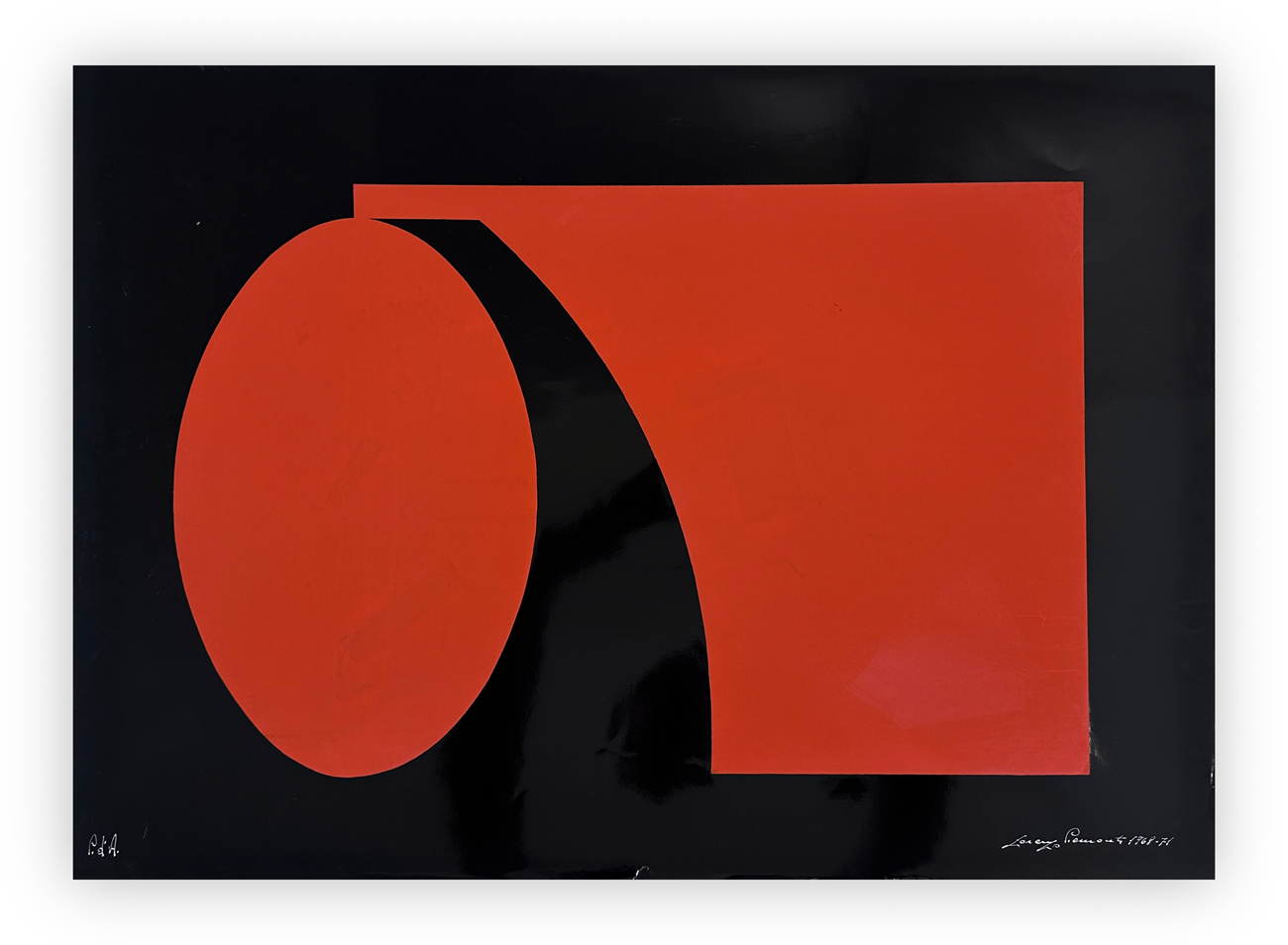 LORENZO PIEMONTI (1935-2015) - Strutture (colore rosso su fondo nero), 1968-1971
