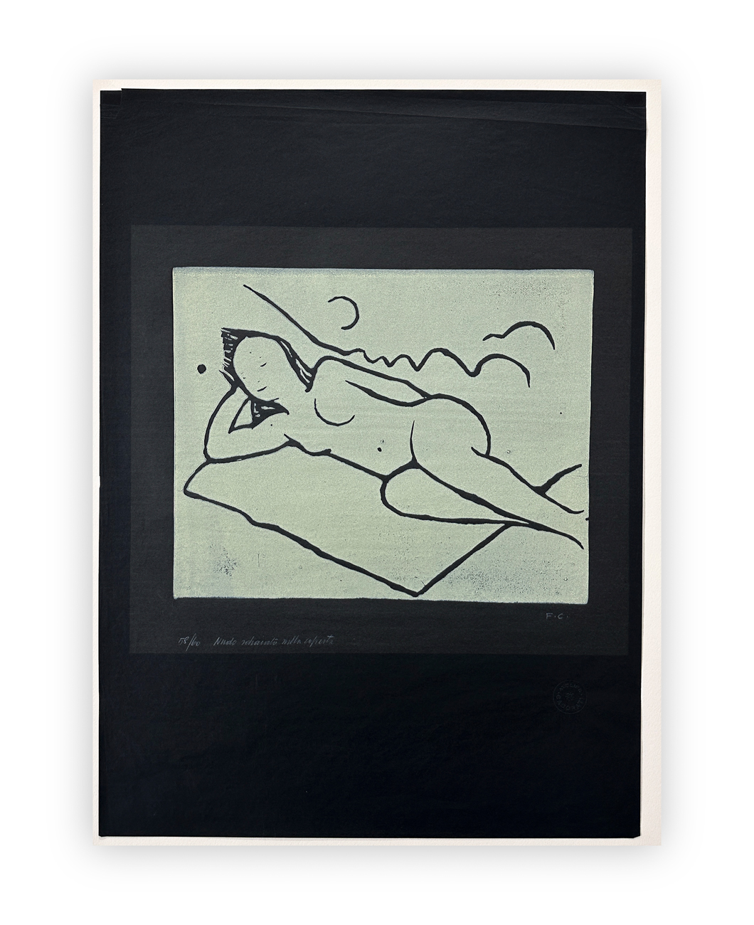 FELICE CASORATI (1883-1963) - Nudo sdraiato sulla coperta, 1962