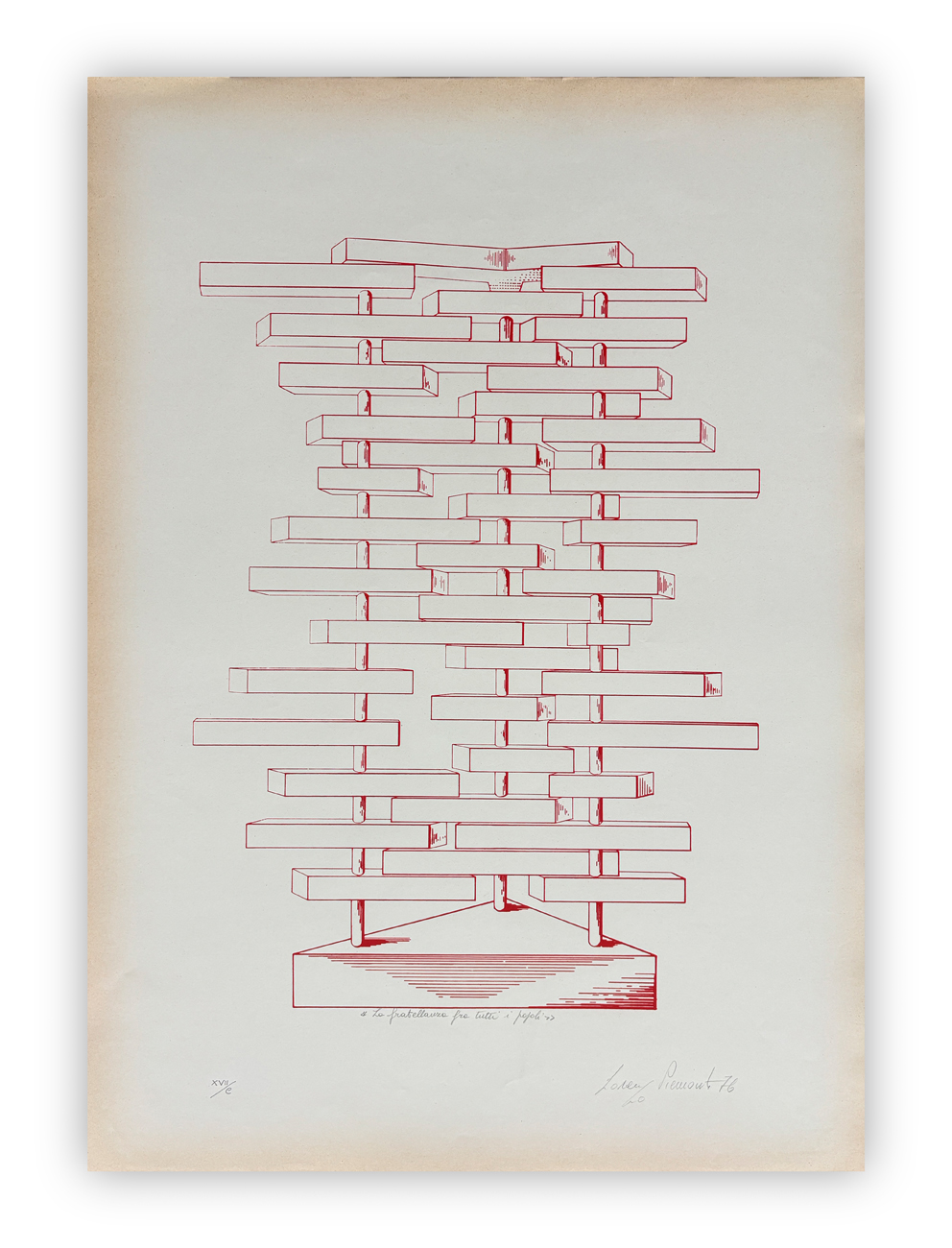 LORENZO PIEMONTI (1935-2015) - La fratellanza fra tutti i popoli, 1976