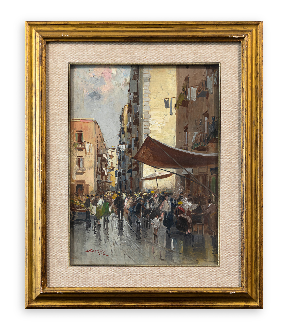 GIUSEPPE RISPOLI (1882-1960) - Senza Titolo (Scorcio di mercato rionale)