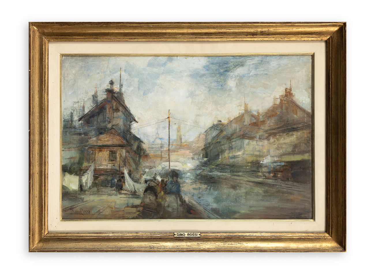 DINO ROSSI (1904-1982) - La Ripa Ticinese angolo Vicolo Lavandaie, 1966