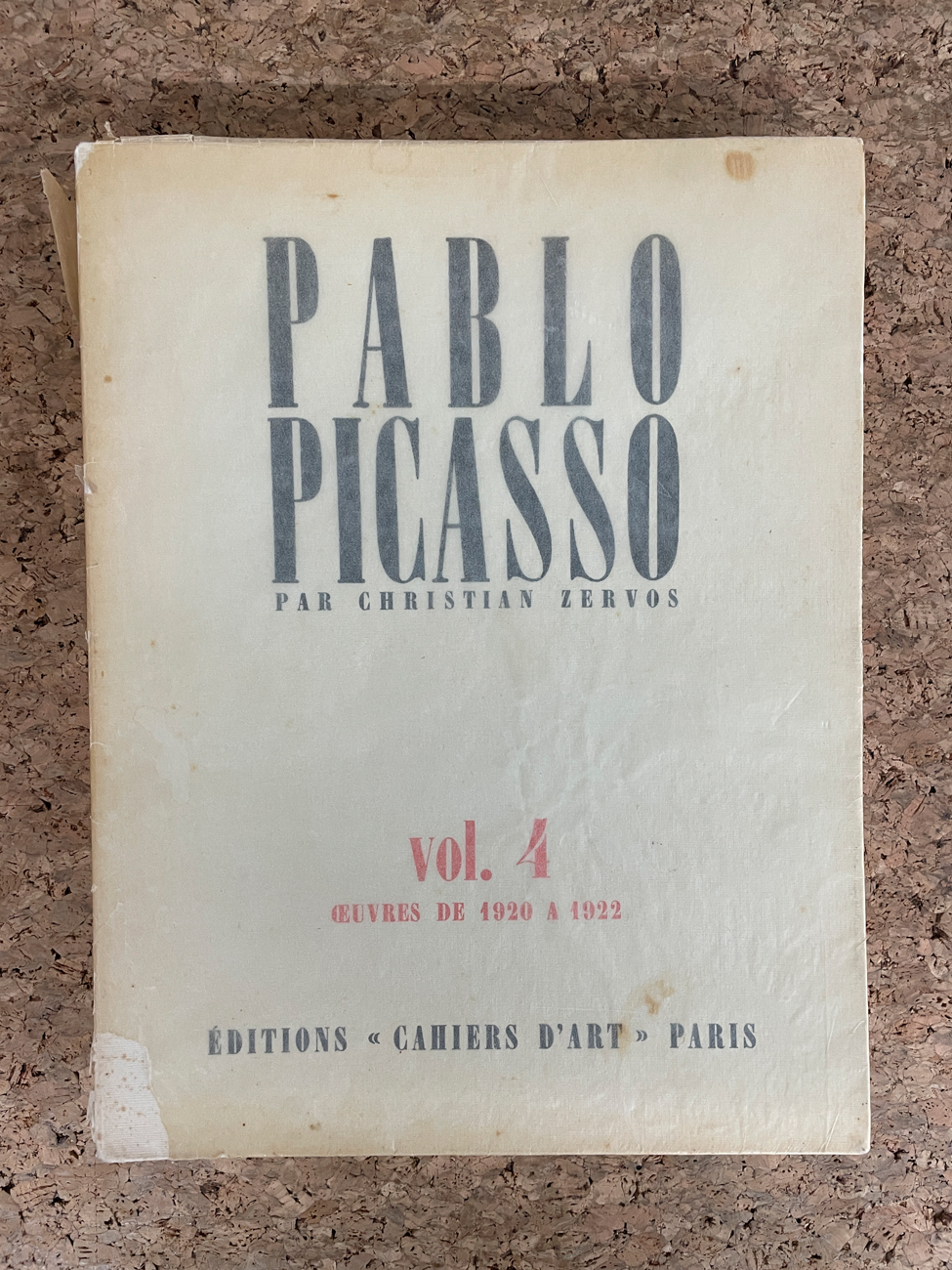 PABLO PICASSO - Pablo Picasso par Christian Zervos. Catalogue Raisonné, Vol.4 œuvres de 1920 a 1922, 1983