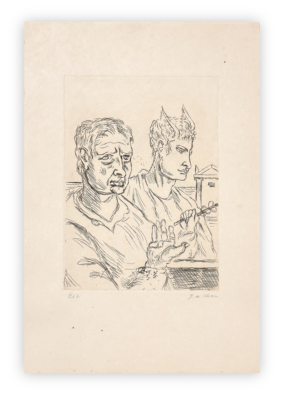 GIORGIO DE CHIRICO (1888-1978) - Autoritratto con Mercurio, 1969