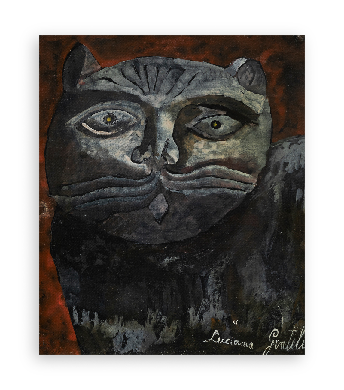 FRANCO GENTILINI (1909-1981) - Gatto per Luciana su fondo rosso, 1976