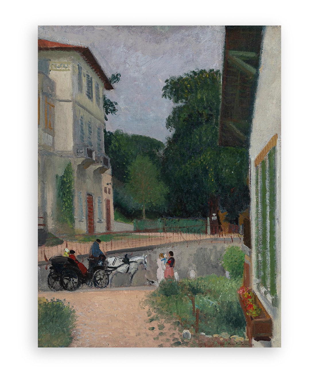 UGO VITTORE BARTOLINI (1906-1975) - La carrozzella. Paese (Una strada di Toscana), 1946