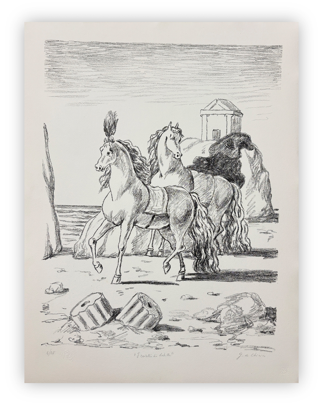 GIORGIO DE CHIRICO (1888-1978) - I Cavalli di Achille, 1971