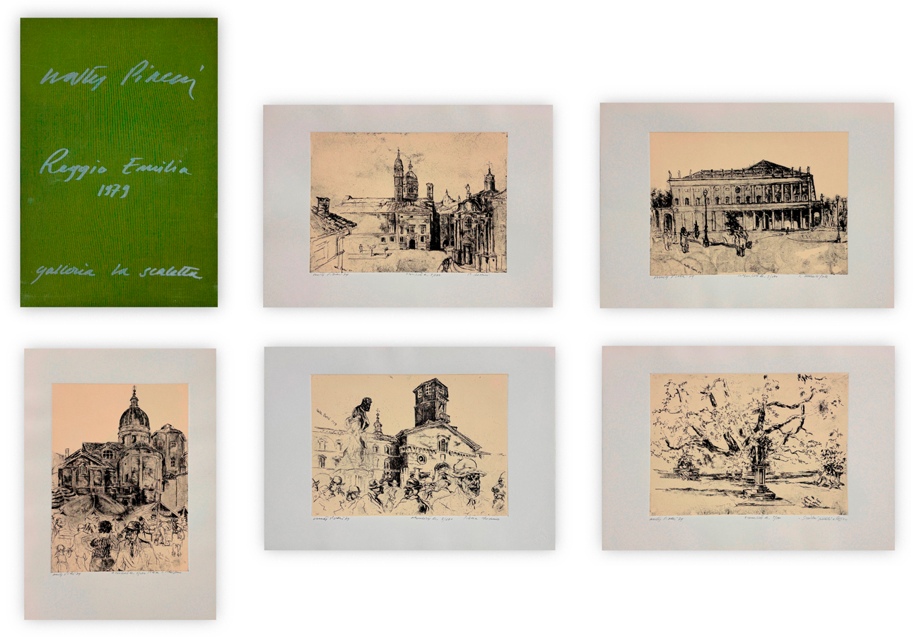 WALTER PIACESI (1929-2022) - 6 temi svolti - estratti di vie, piazze, strade, monumenti, cose e persone -  disegnati con pazienza da Walter Piacesi e descritti con diligenza da Antonia - Cristina - Devid - Francesca - Maria Cristina - Riccardo, 1979
