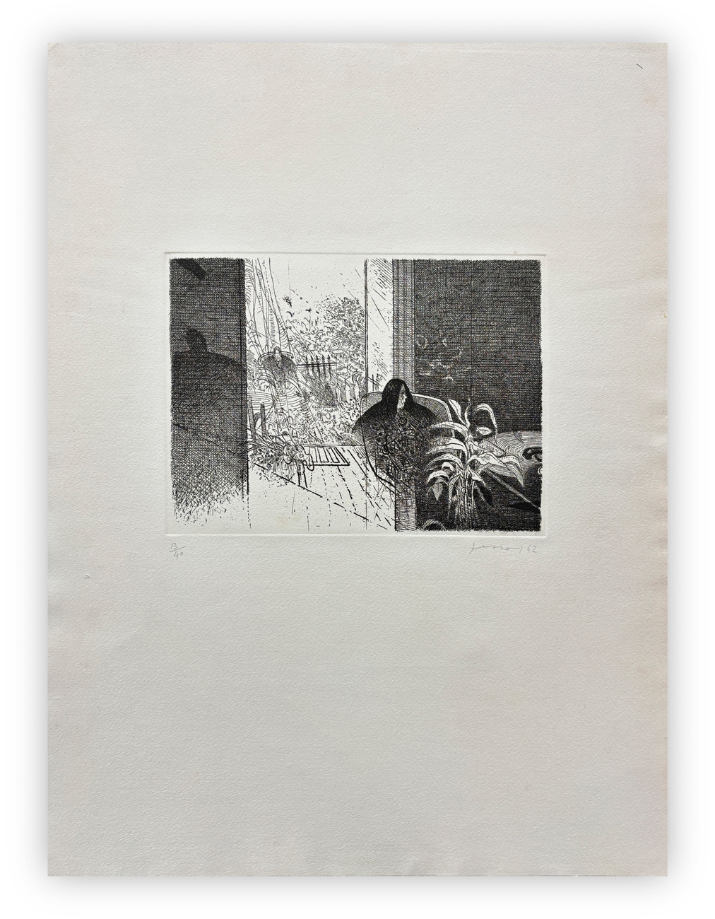 GIANFRANCO FERRONI (1927-2001) - Figura tra ambiente e giardino, 1962