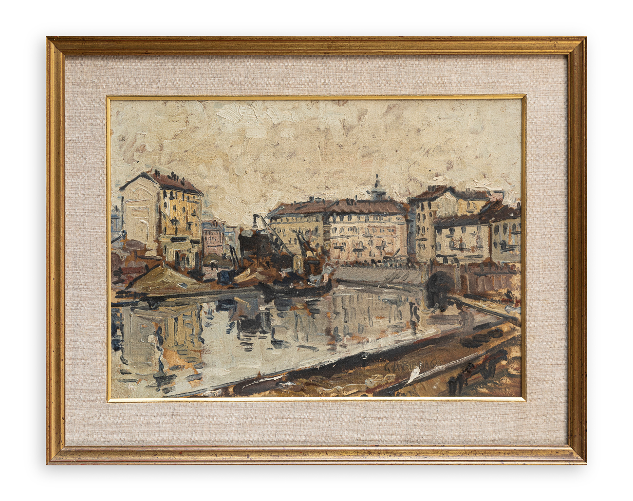 GIOVANNI DA BUSNAGO (1908-1972) - Senza Titolo (Milano, Navigli. La Darsena)