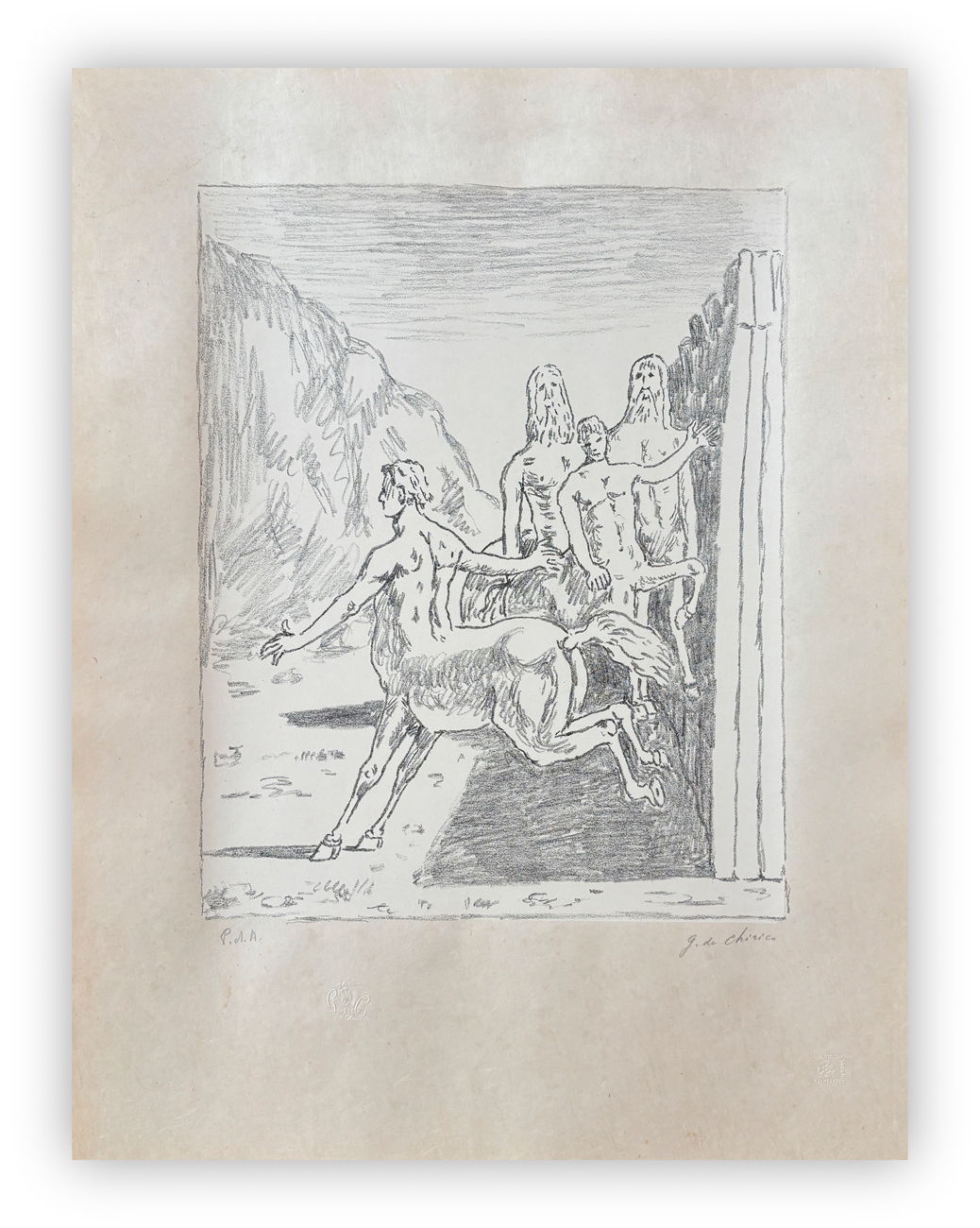 GIORGIO DE CHIRICO (1888-1978) - La famiglia dei Centauri, 1973
