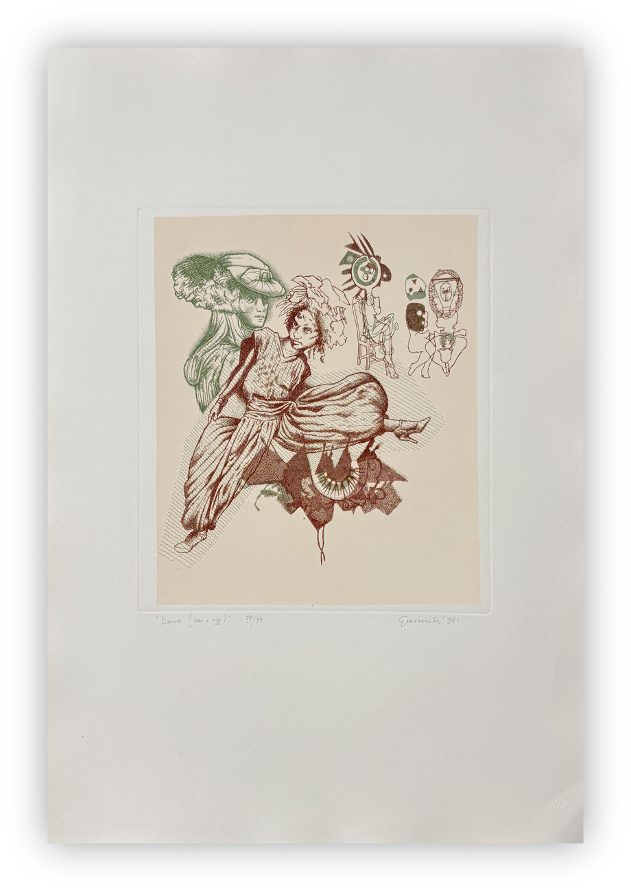 GIUSEPPE GUERRESCHI (1929-1985) - Donne (ieri e oggi), 1981
