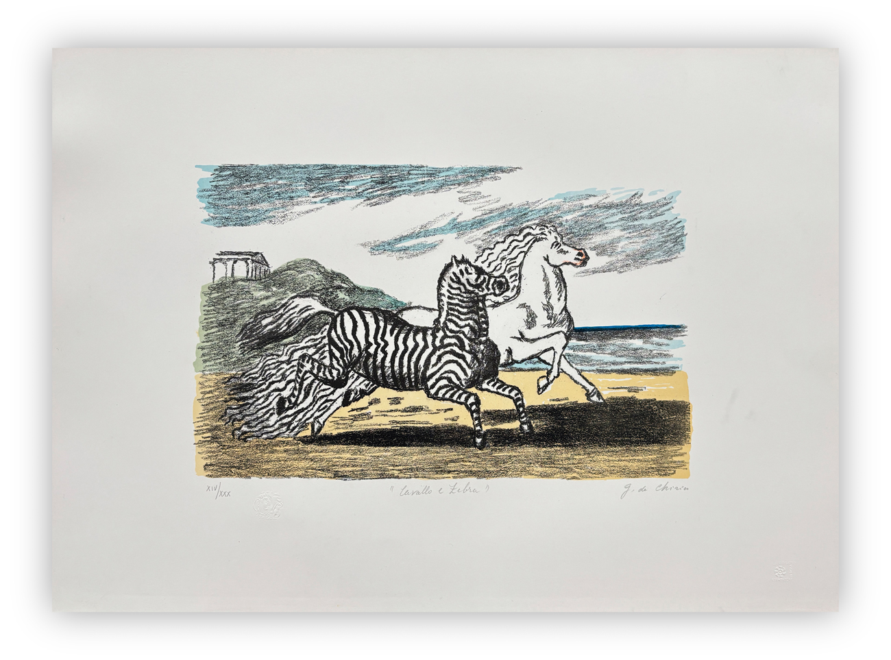 GIORGIO DE CHIRICO (1888-1978) - Cavallo e zebra, 1974