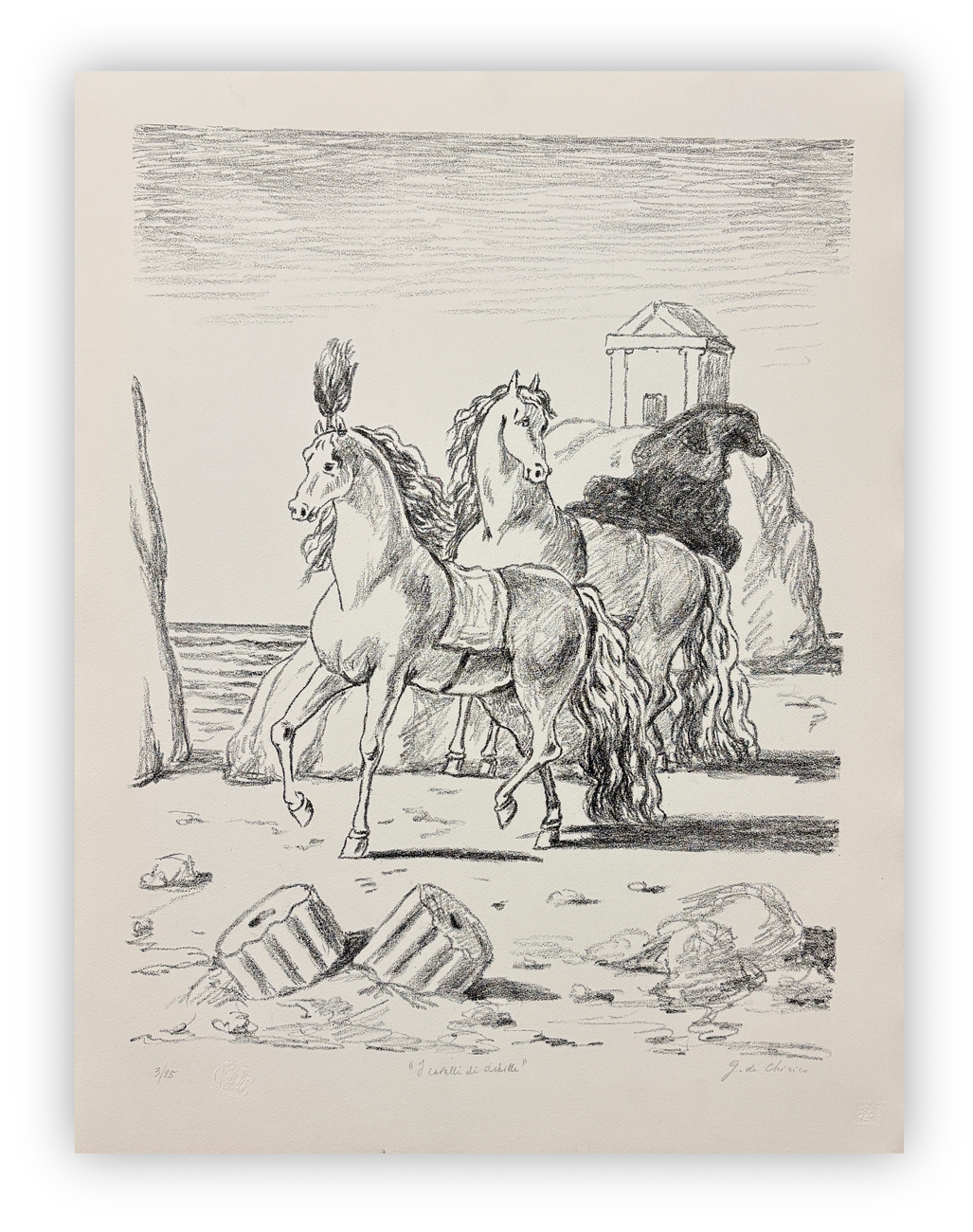 GIORGIO DE CHIRICO (1888-1978) - I Cavalli di Achille, 1971
