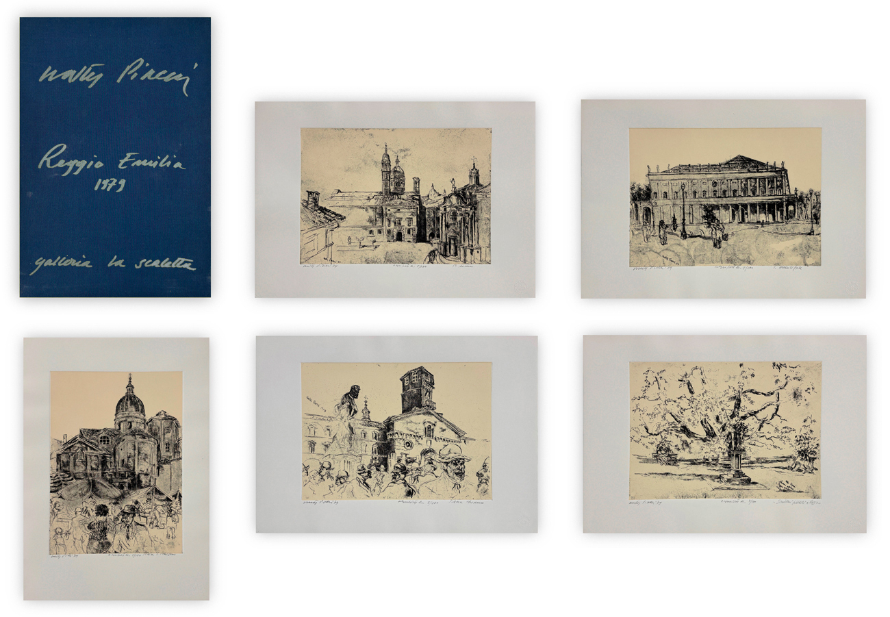 WALTER PIACESI (1929-2022) - 6 temi svolti - estratti di vie, piazze, strade, monumenti, cose e persone -  disegnati con pazienza da Walter Piacesi e descritti con diligenza da Antonia - Cristina - Devid - Francesca - Maria Cristina - Riccardo, 1979