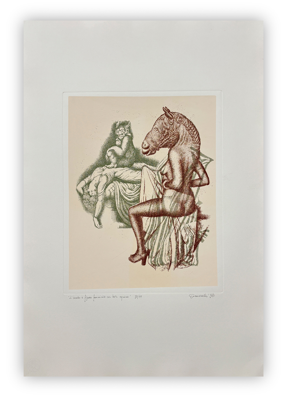 GIUSEPPE GUERRESCHI (1929-1985) - L'incubo e la figura femminile con testa equina, 1981