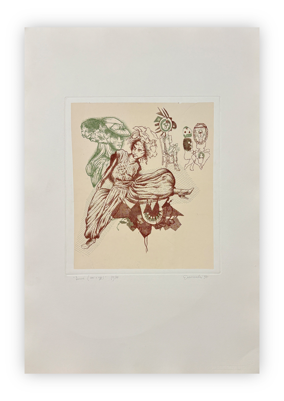 GIUSEPPE GUERRESCHI (1929-1985) - Donne (ieri e oggi), 1981