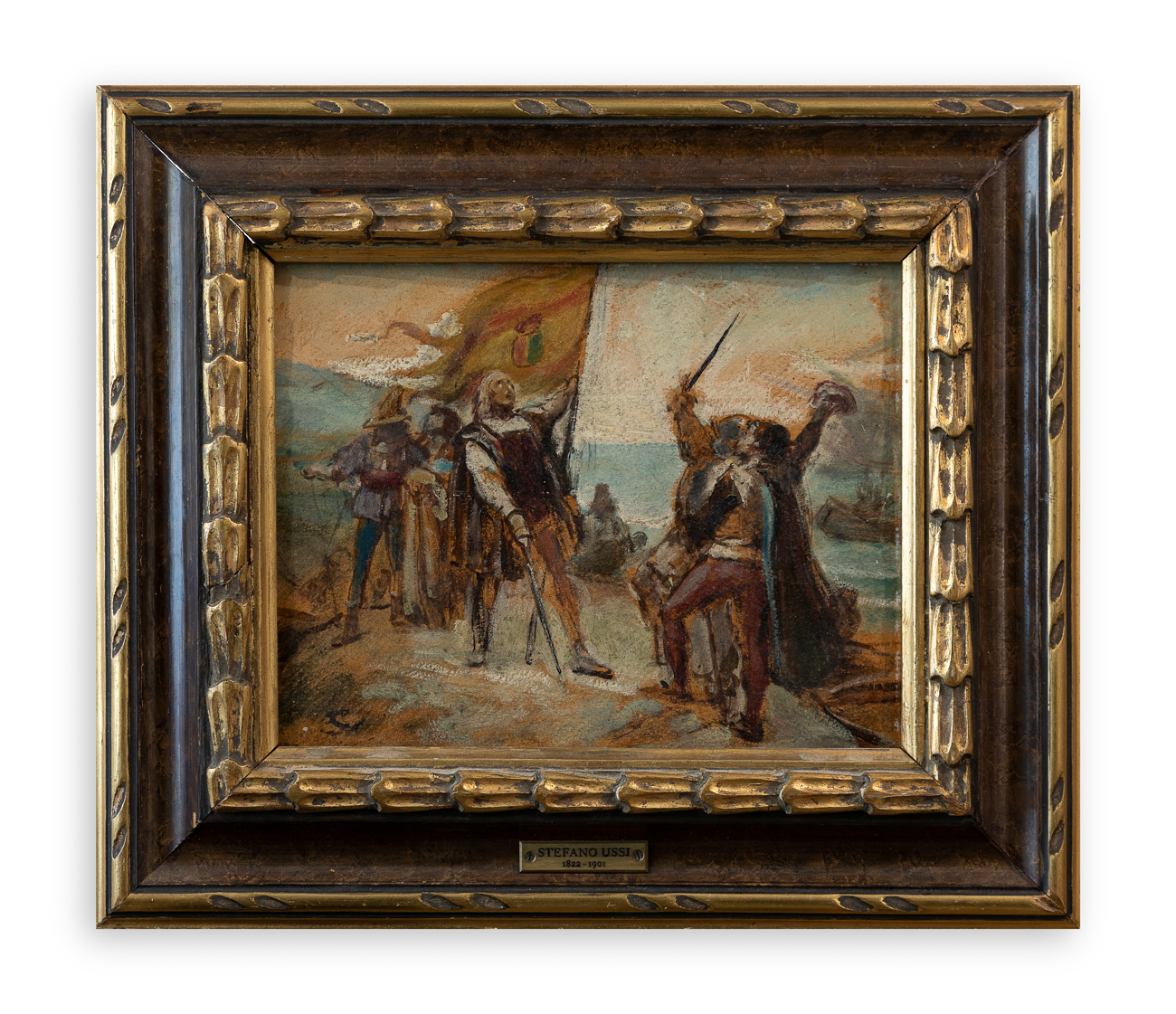 STEFANO USSI (1822-1901) - Lo sbarco di Colombo