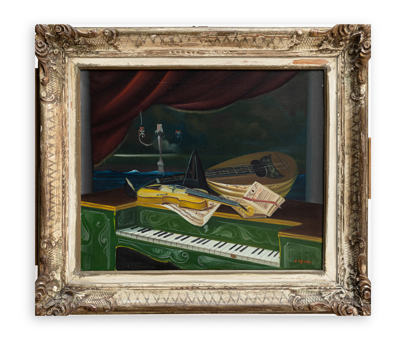 ADRIANO GAJONI ( 1913-1965) - Senza Titolo (Interno con strumenti musicali)