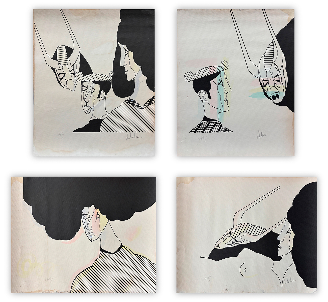 SALVADOR AULESTIA (1919-1994) - Lotto unico di 4 litografie