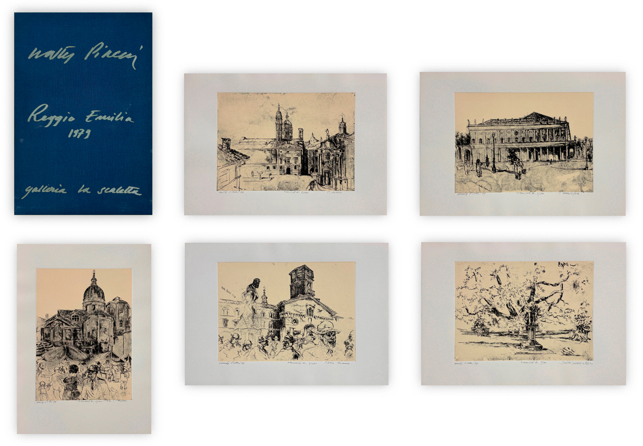 WALTER PIACESI (1929-2022) - 6 temi svolti - estratti di vie, piazze, strade, monumenti, cose e persone -  disegnati con pazienza da Walter Piacesi e descritti con diligenza da Antonia - Cristina - Devid - Francesca - Maria Cristina - Riccardo, 1979