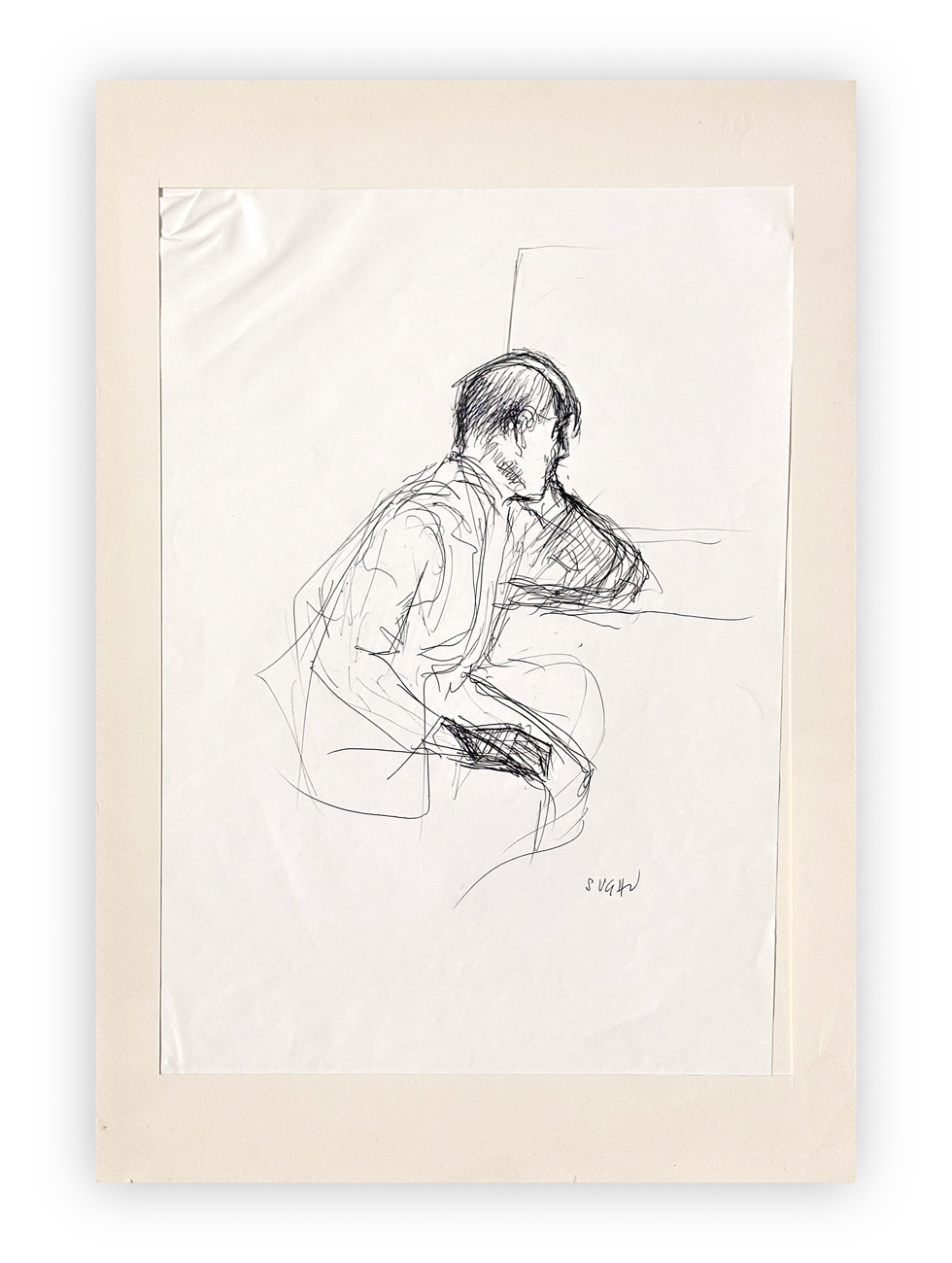 ALBERTO SUGHI (1928-2012) - Uomo Seduto In Nero, 2002