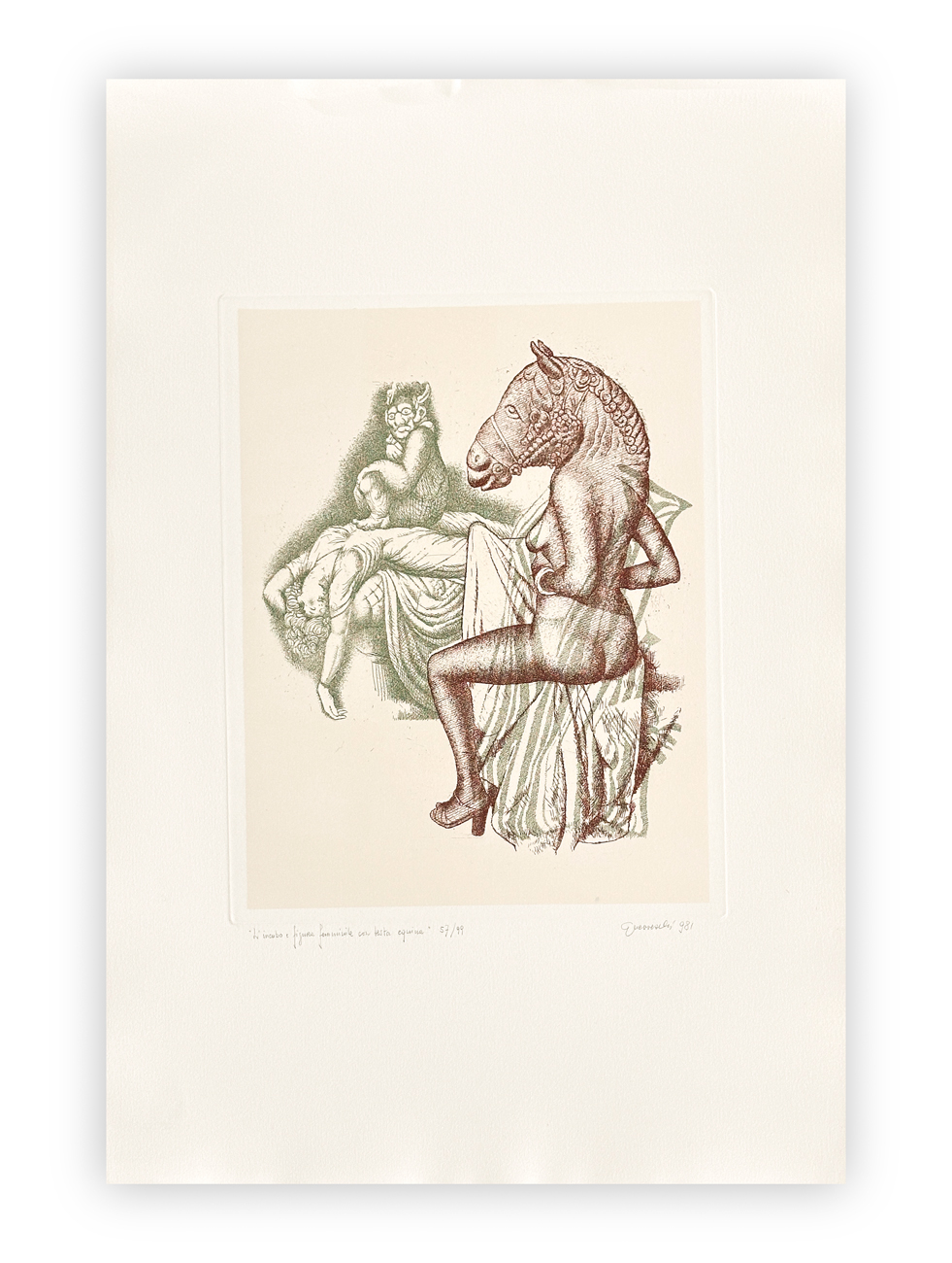 GIUSEPPE GUERRESCHI (1929-1985) - L'incubo e la figura femminile con testa equina, 1981