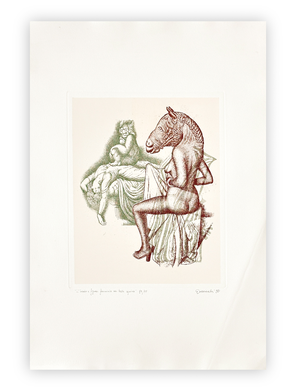 GIUSEPPE GUERRESCHI (1929-1985) - L'Incubo e figura femminile con testa equina, 1981