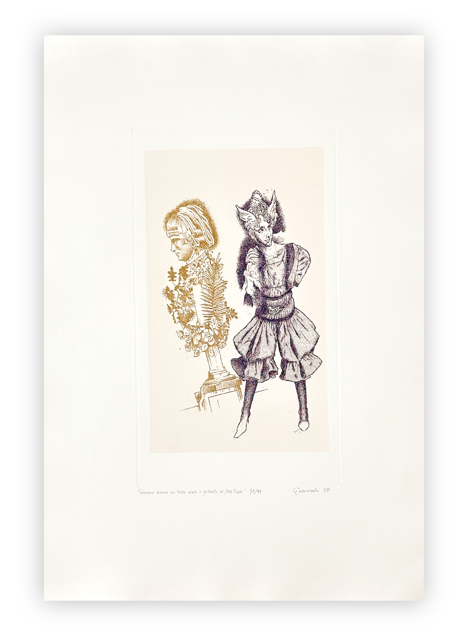 GIUSEPPE GUERRESCHI (1929-1985) - Giovane donna con testa alata e ritratto di Mrs Füssli, 1981
