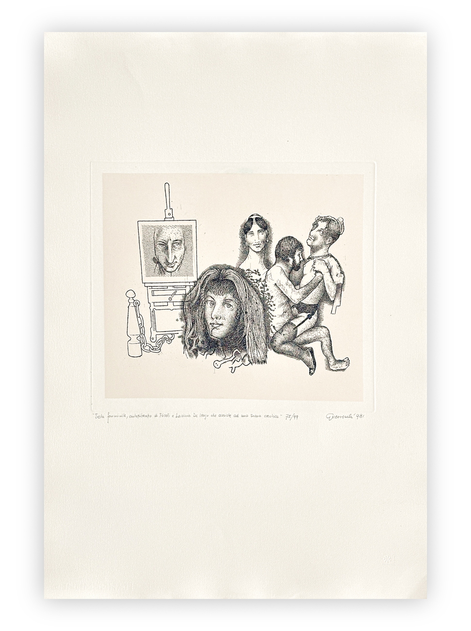 GIUSEPPE GUERRESCHI (1929-1985) - Testa femminile, autoritratto di Füssli, 1981