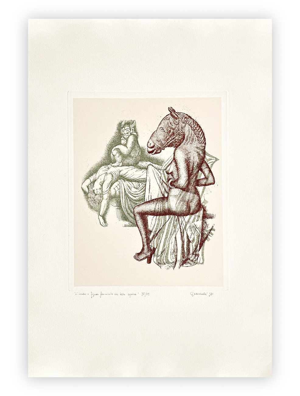GIUSEPPE GUERRESCHI (1929-1985) - L'Incubo e figura femminile con testa equina, 1981