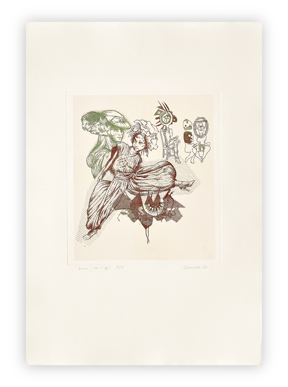 GIUSEPPE GUERRESCHI (1929-1985) - Donne Ieri e Oggi, 1981