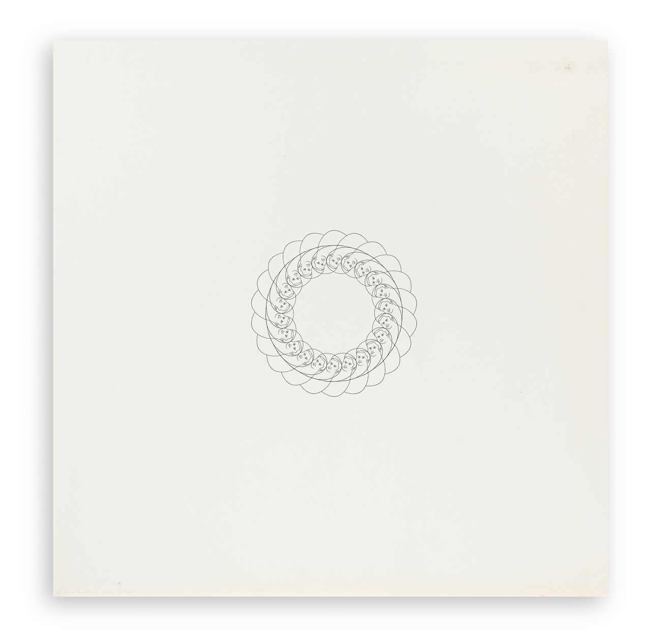 GINO DE DOMINICIS (1947-1998) - Senza Titolo (Volti concentrici), 1972