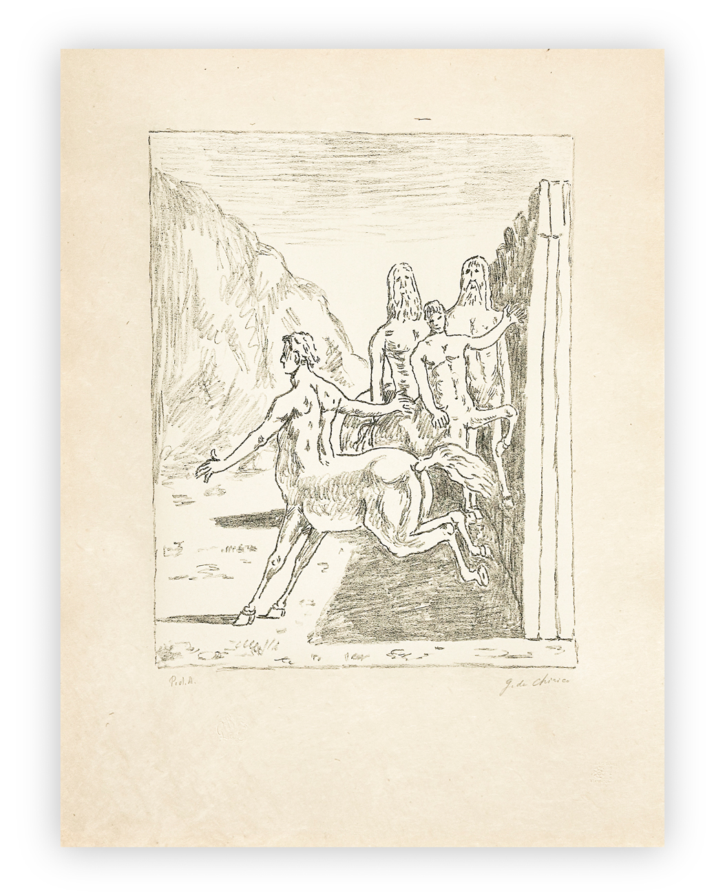 GIORGIO DE CHIRICO (1888-1978) - La famiglia dei Centauri, 1973