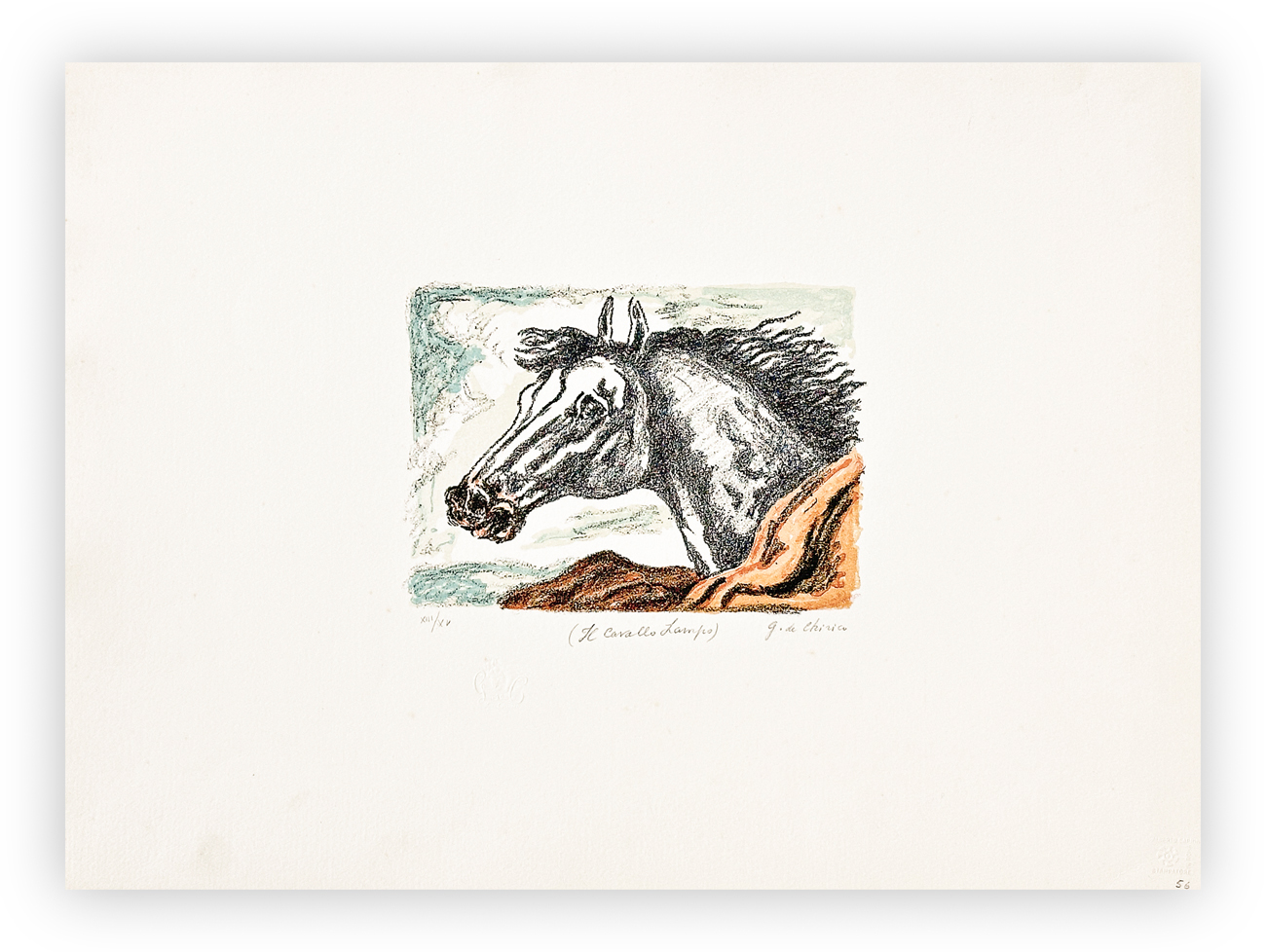 GIORGIO DE CHIRICO (1888-1978) - Il cavallo Lampo, 1971