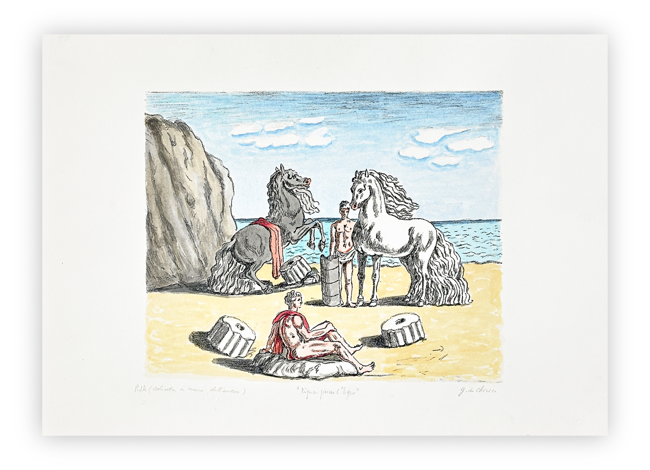 GIORGIO DE CHIRICO (1888-1978) - Riposo presso le correnti dell'Egeo, 1969