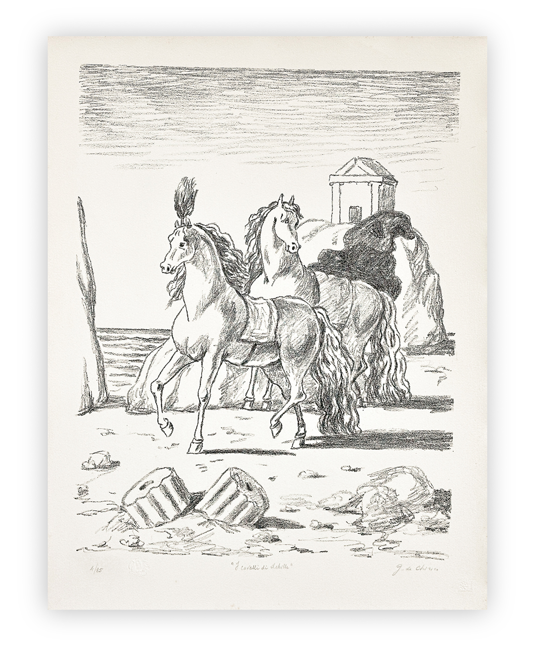 GIORGIO DE CHIRICO (1888-1978) - I Cavalli di Achille, 1971