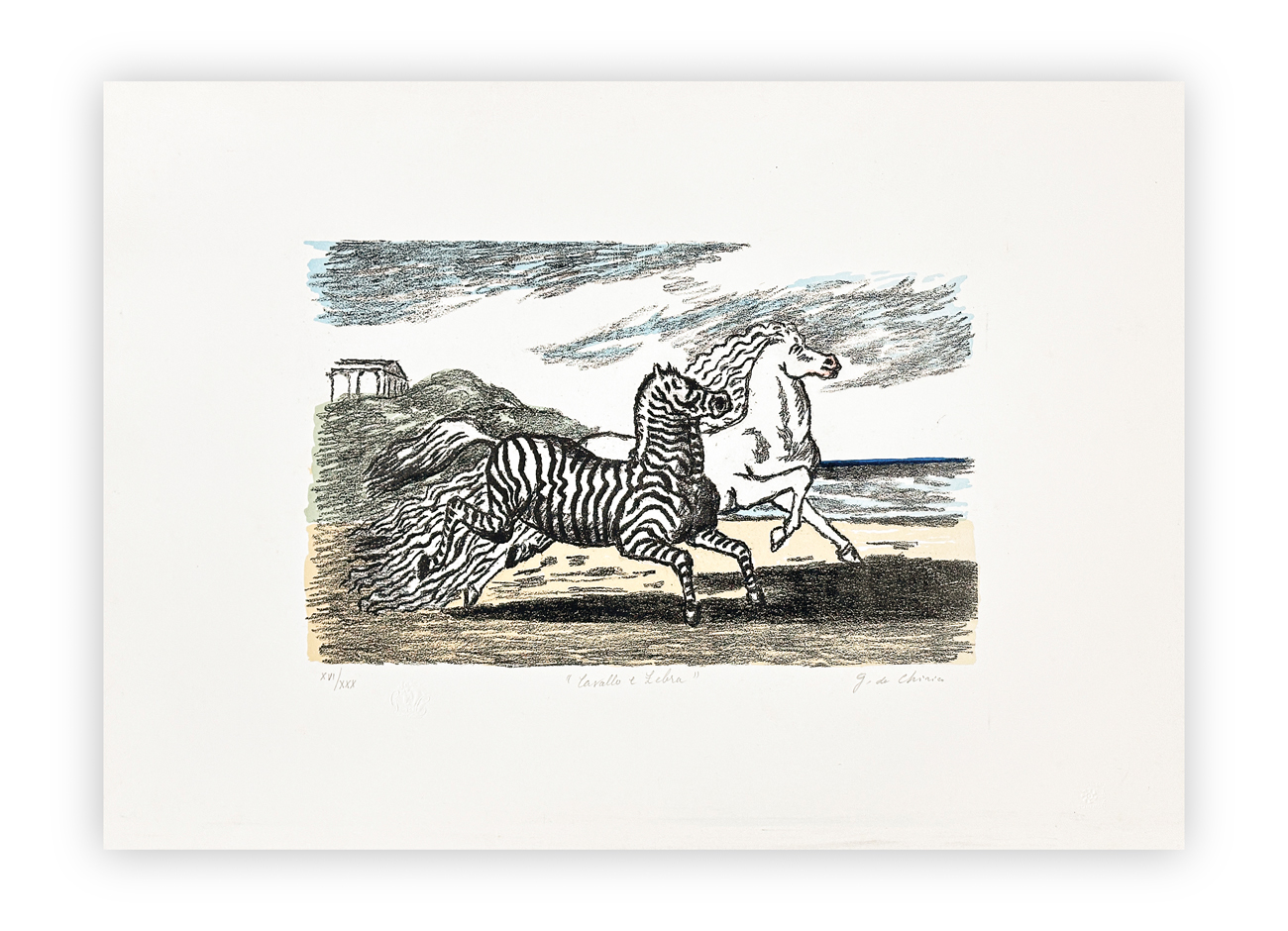 GIORGIO DE CHIRICO (1888-1978) - Cavallo e zebra, 1974
