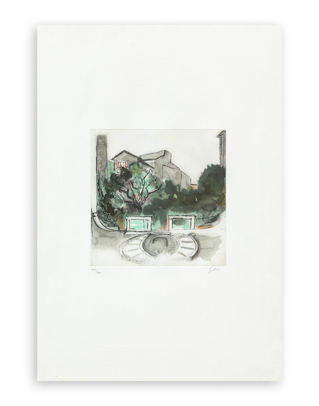 RENATO GUTTUSO (1911-1987) - Cortile del palazzo del Grillo, 1983