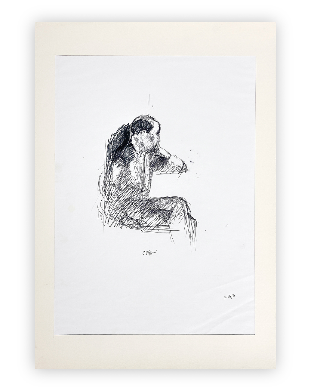 ALBERTO SUGHI (1928-2012) - Uomo Seduto In Nero, 2002