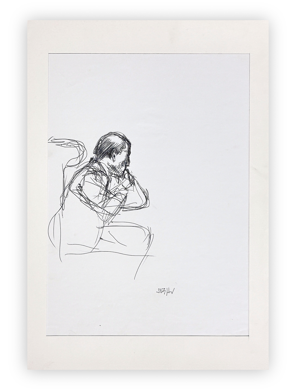 ALBERTO SUGHI (1928-2012) - Uomo Seduto In Nero, 2002