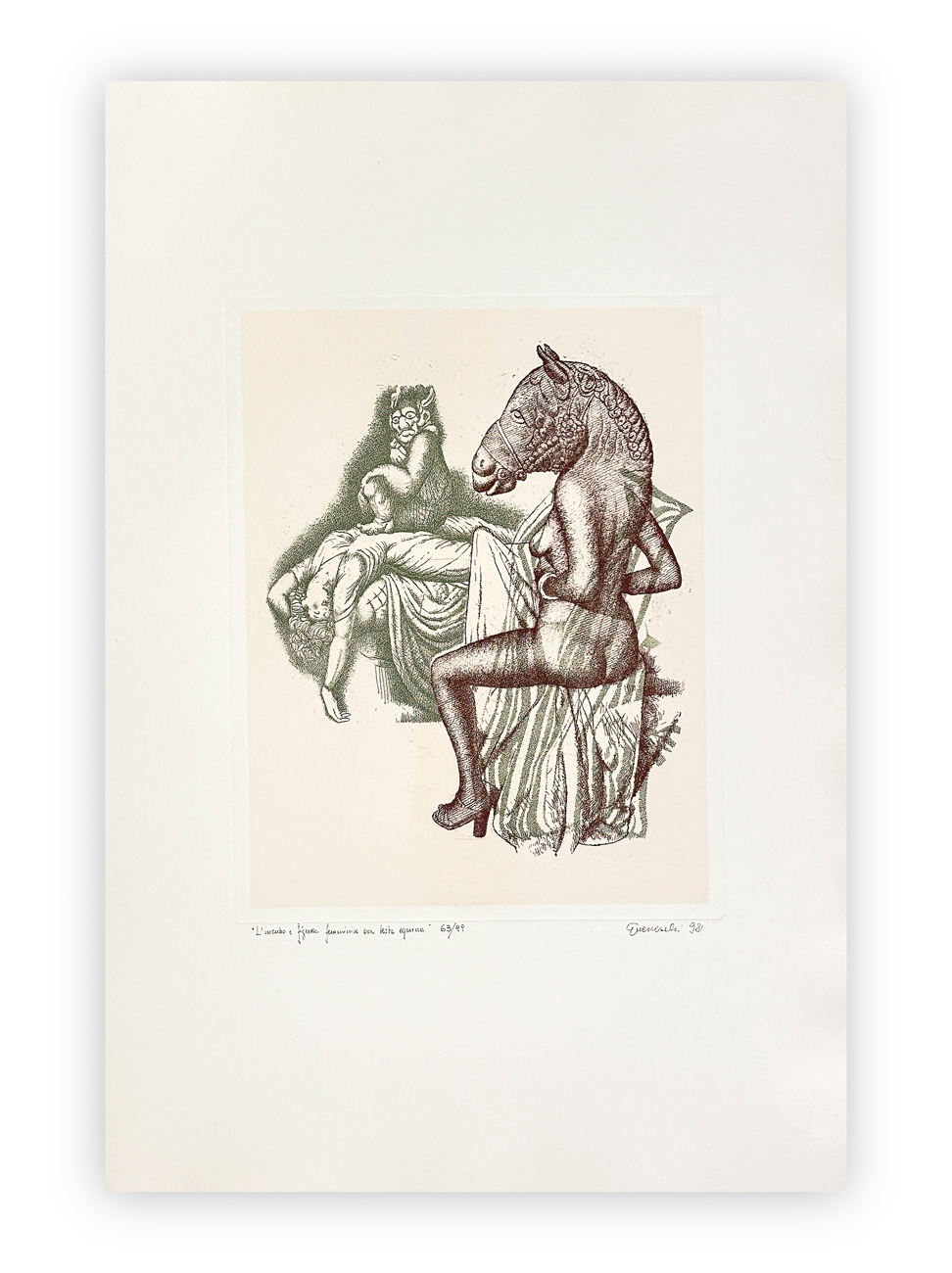 GIUSEPPE GUERRESCHI (1929-1985) - L'Incubo e figura femminile con testa equina, 1981