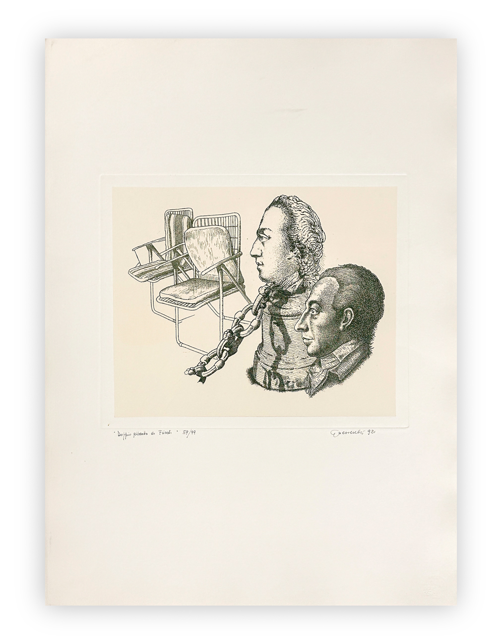 GIUSEPPE GUERRESCHI (1929-1985) - Doppio ritratto Füssli, 1981
