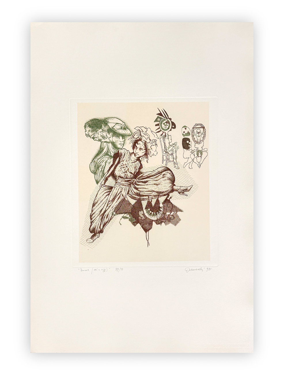 GIUSEPPE GUERRESCHI (1929-1985) - Donne (Ieri e Oggi), 1981