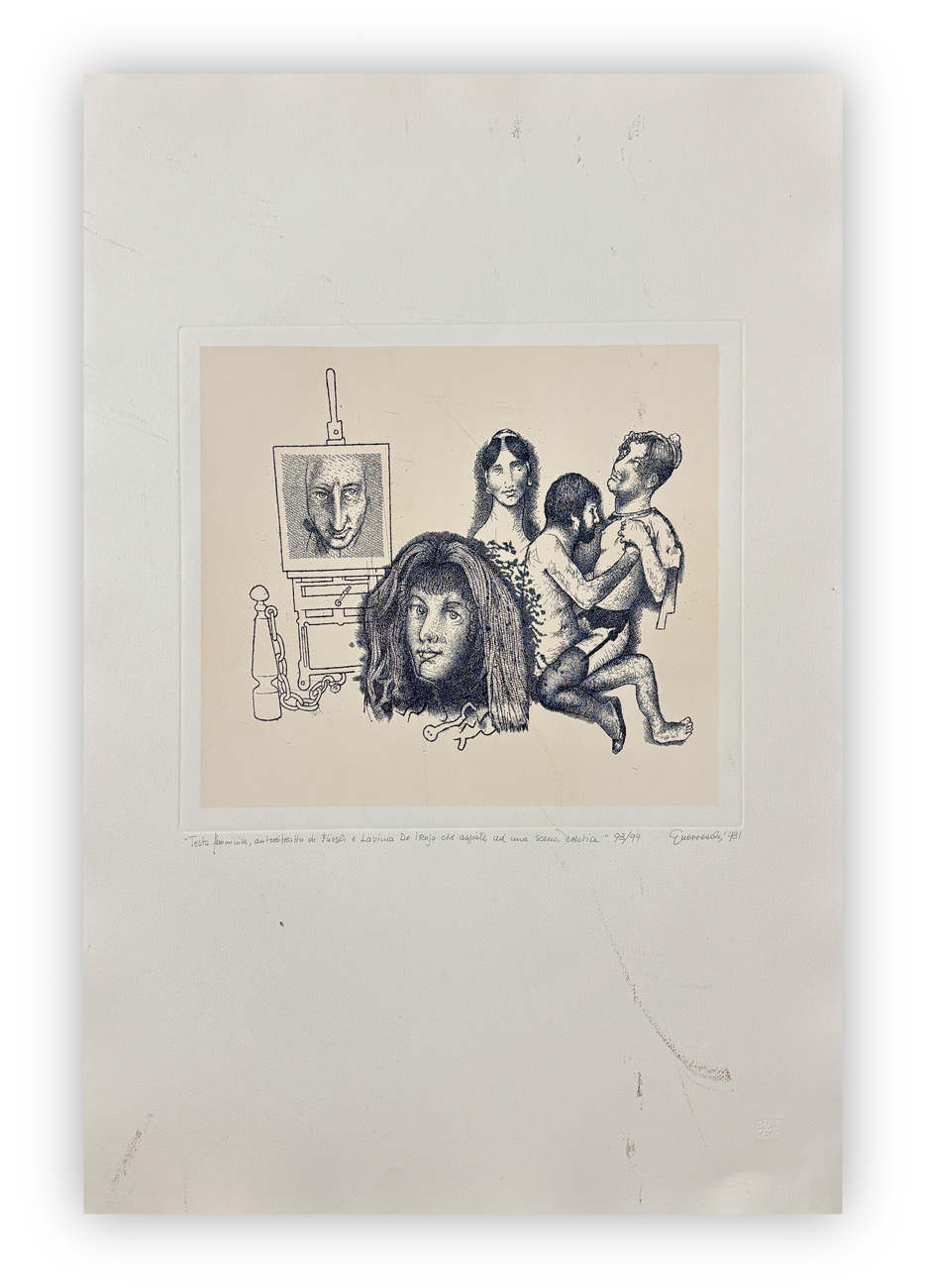 GIUSEPPE GUERRESCHI (1929-1985) - Testa femminile, autoritratto di Füssli, 1981