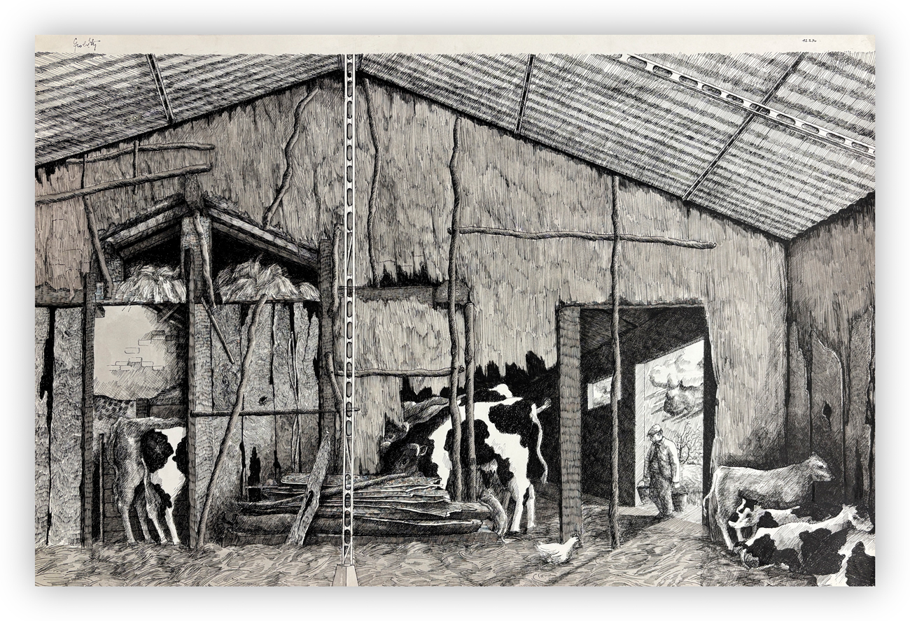 AUTORE INDECIFRATO - Senza Titolo (La stalla), 1970